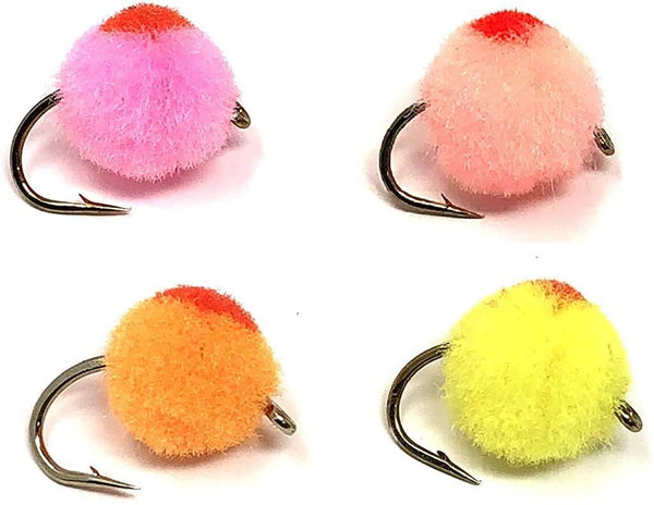 Fly Fishing Trout Flies - Trout/Salmon Eggs - 12 Wet Flies Size 8, 10, 12, 14 in (Pink)