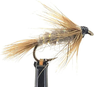 Feeder Creek Fly Fishing Flies - One Dozen - Flashback Calibaetis Nymph Fly for Trout and Other Freshwater Fish (14, Tan)