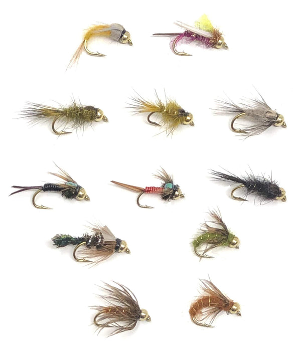 Fly Fishing Nymph Assortment - 72 Flies in 12 Patterns with Bead Head