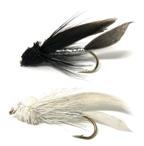Feeder Creek Fly Fishing Flies - Muddler Minnow Streamers - 20 Wet Flies in White and Black - Feeder Creek