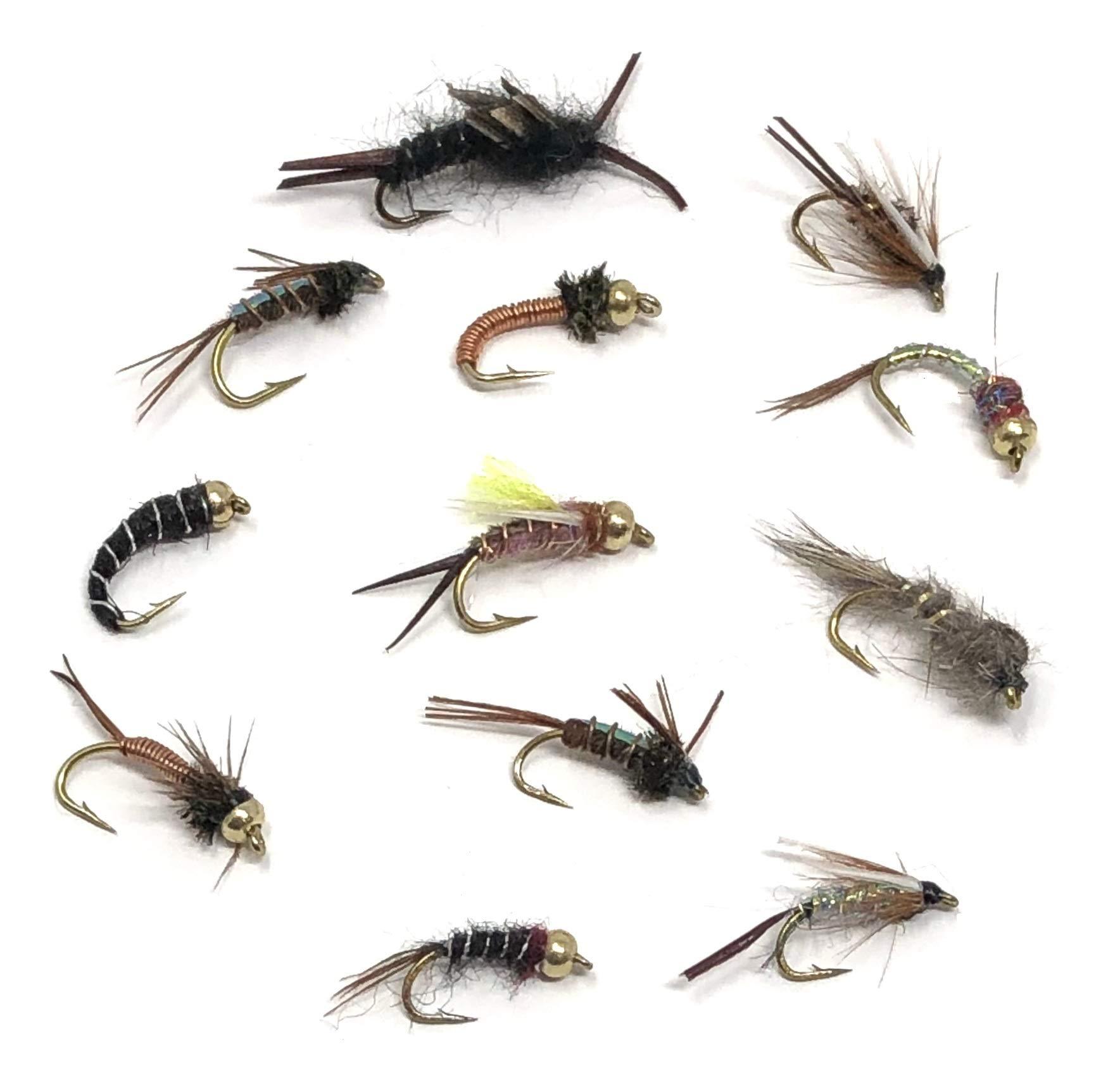 Feeder Creek Fly Fishing Lures, 9 Patterns of Dry and Wet Flies for Trout,  Bass, Salmon & Other Freshwater Fish in 4 Different Sizes, 36/72 Set