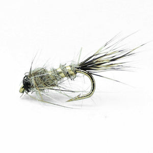 Feeder Creek Hare's Ear Natural Nymph Flies - 12 Flies - 4 Size Assortment 12,14,16,18 - Feeder Creek