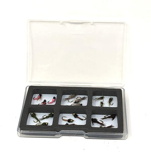 Feeder Creek Fly Fishing Assortment - 18 Flies in 6 Patterns - Nymphs with Magnetic Fly Box