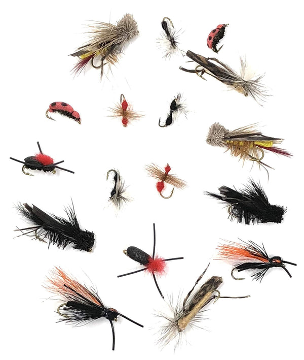 Fly Fishing Flies Set of 16 Dave's Hopper, Cricket, Ant, Cicada, Beetle More - Each in 2 Sizes