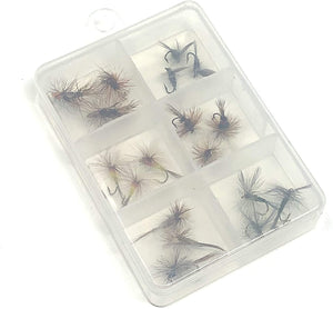 Feeder Creek Fly Fishing Assortment - 18 Dry Flies in 6 Patterns in Size14 with Fly Box (Adams, BWO, Wulff, Dun, and More)