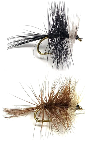 Feeder Creek Fly Fishing Trout Flies - BIVISIBLE Brown Black Assortment - 24 Flies - 4 Sizes 12,14,16,18 (3 Each Size)