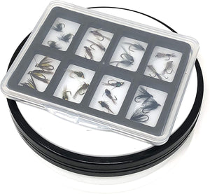 Feeder Creek Fly Fishing Assortment - 24 Flies in 8 Patterns - Wet Mayflies with Fly Box