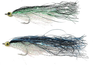Fly Fishing Saltwater Flies - Burks Hot Flash Minnow Streamer - Blue and Green Assortment Size 1/0 One Dozen