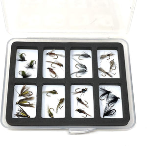 Feeder Creek Fly Fishing Assortment - 24 Flies in 8 Patterns - Wet Mayflies with Fly Box