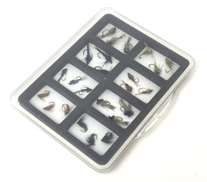 Feeder Creek Fly Fishing Assortment - 24 Flies in 8 Patterns - Nymphs with Fly Box