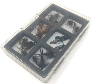 Fly Fishing Assortment - 18 Flies in 6 Patterns - Nymphs and Wets with Fly Box